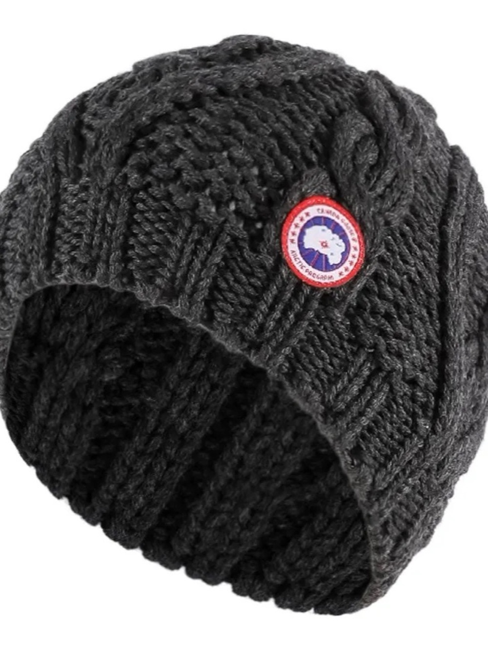Canada Goose Cable Knit Merino Wool Beanie in Graphite Gray